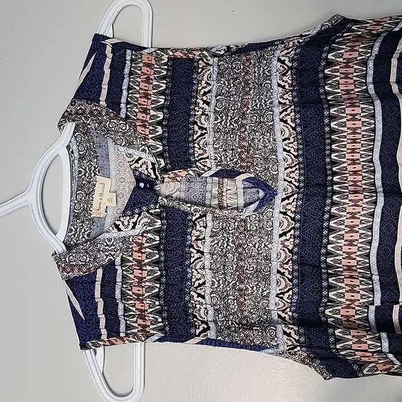 HEM & Thread striped blue sleeveless dress medium small - Picture 2 of 5